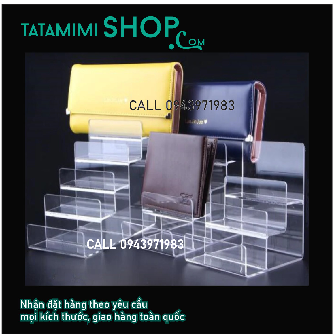 Có sẵn kệ ví- kệ kính bằng mica