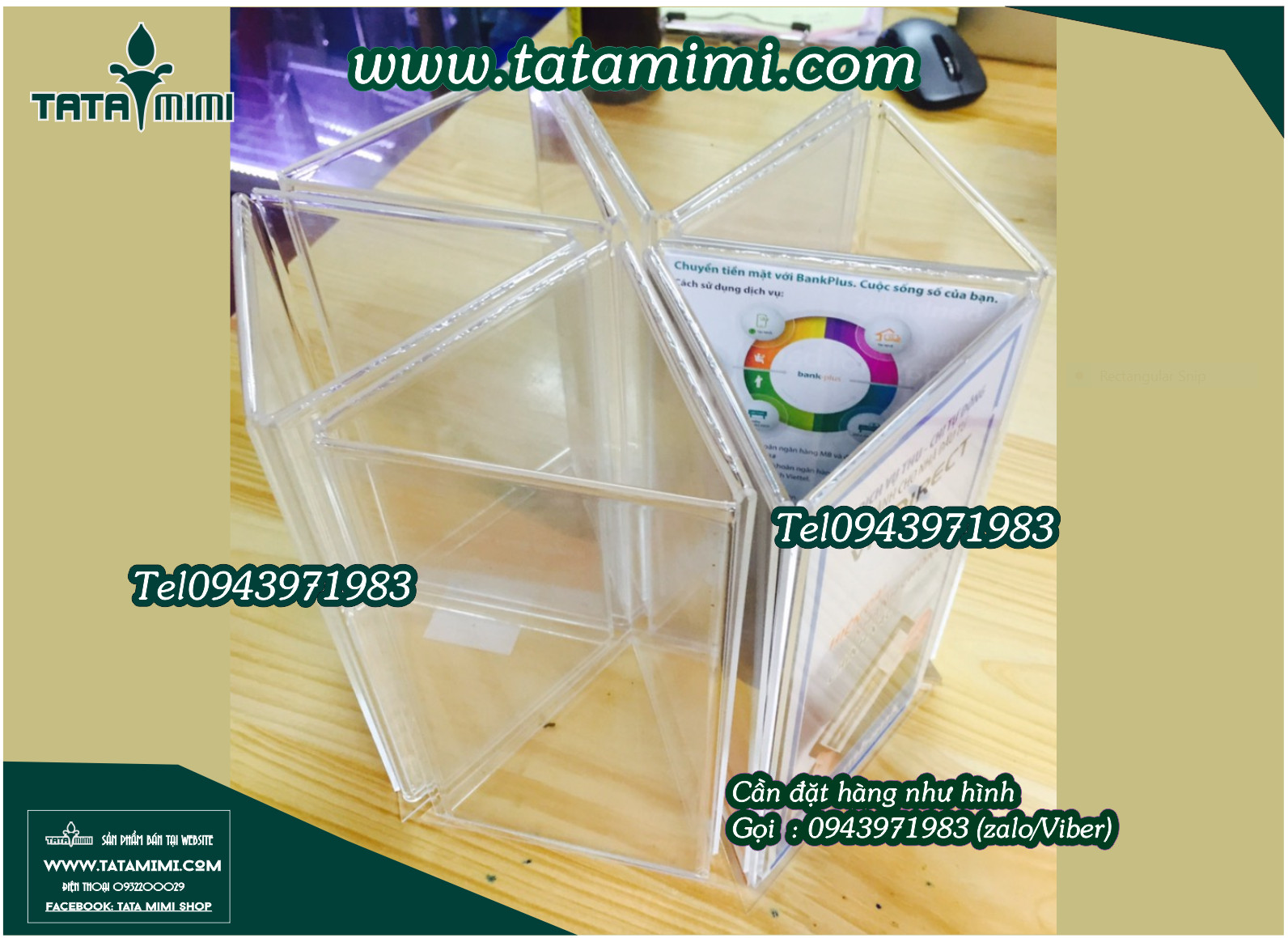 Kệ xoay mặt mica các kiểu cánh khác nhau