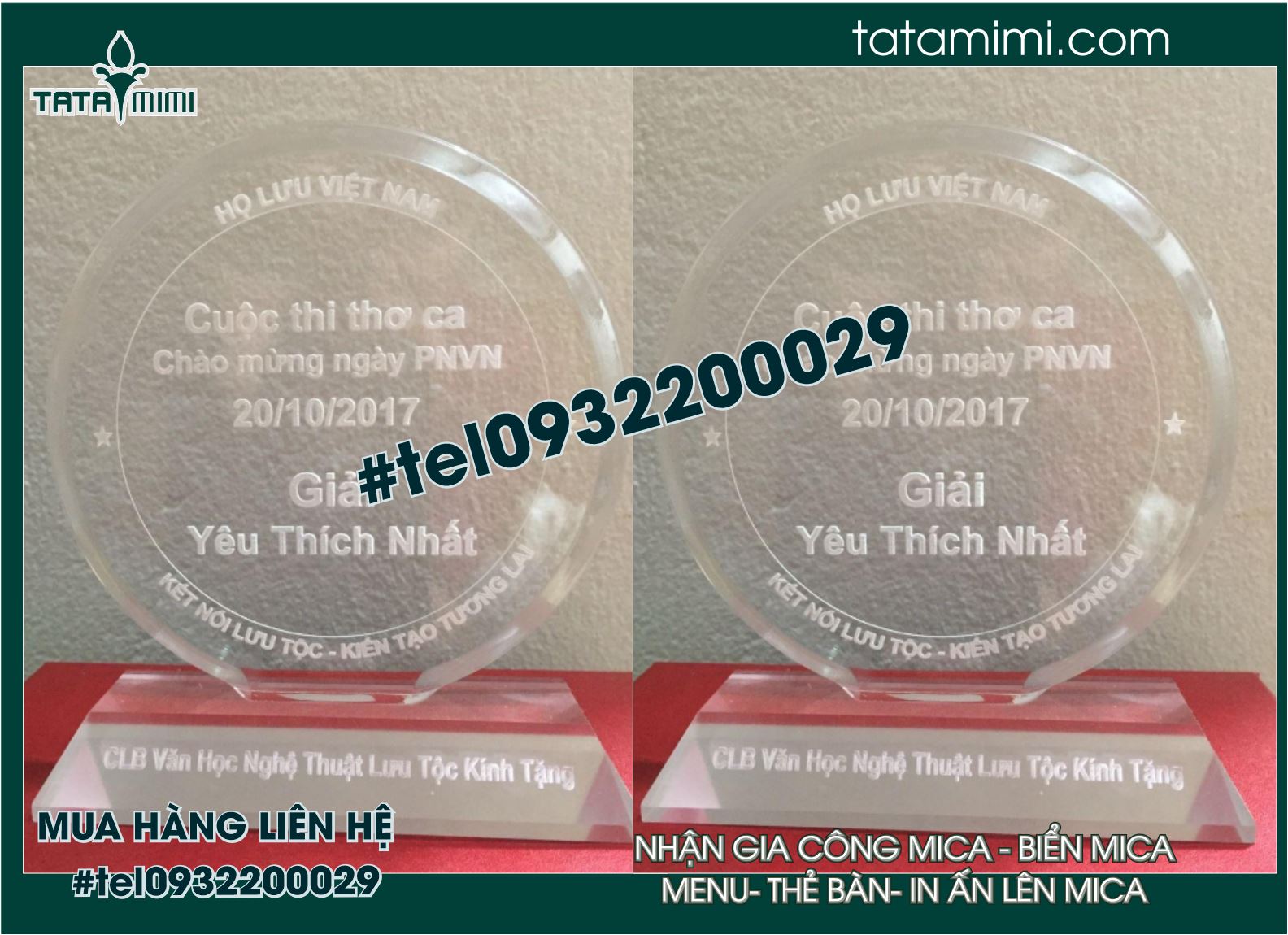 Cúp vinh danh làm từ mica