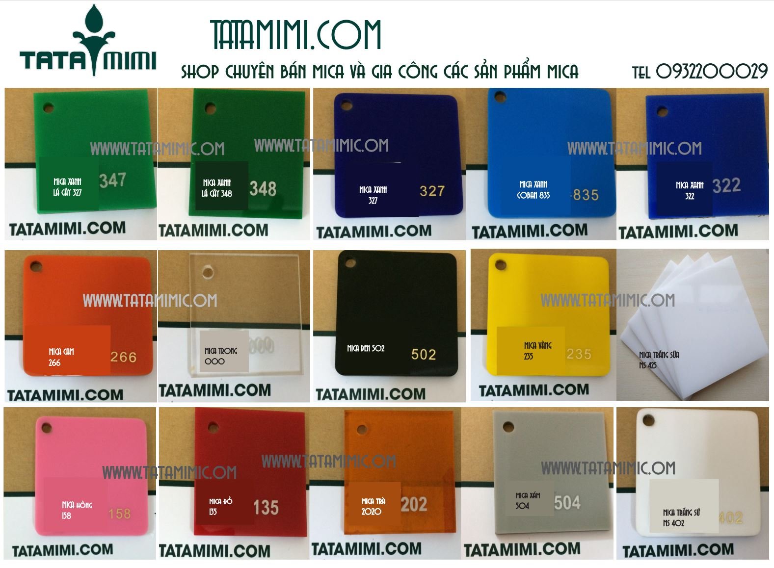 Màu mica cơ bản có sẵn