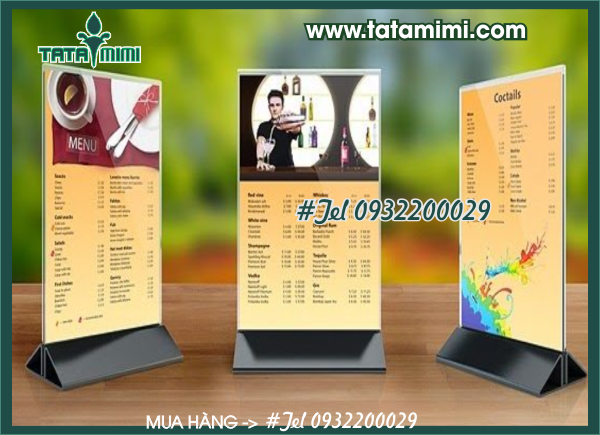 Bảng menu dung cho các quán bằng mica