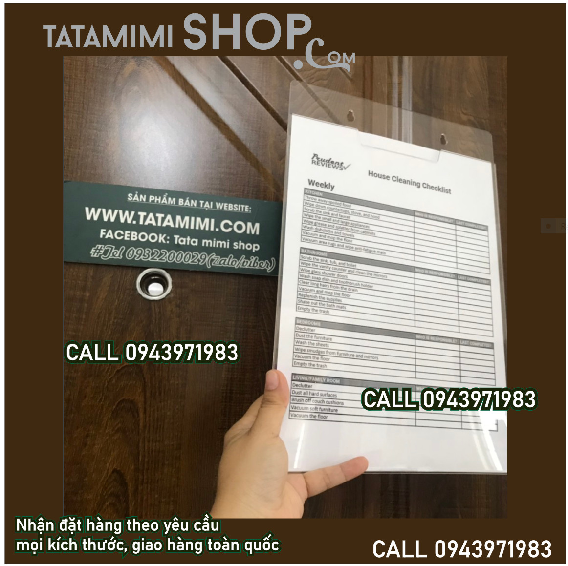 Checklist treo tường uốn mica 2 mm