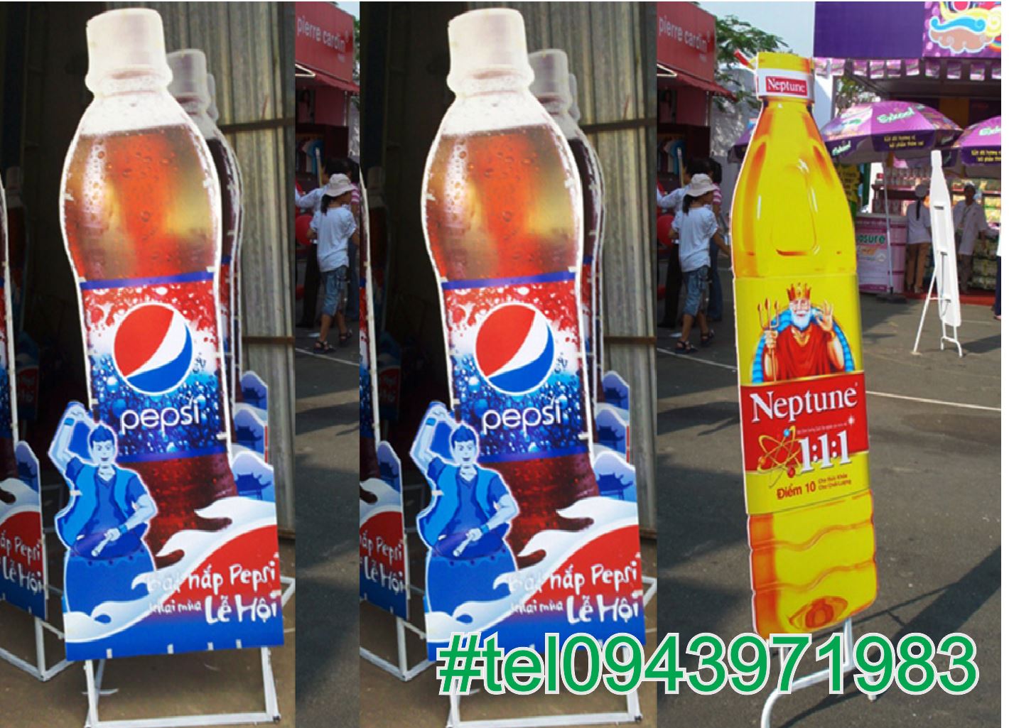 Standee để đất thân sắt mặt bằng fomex bồi decal