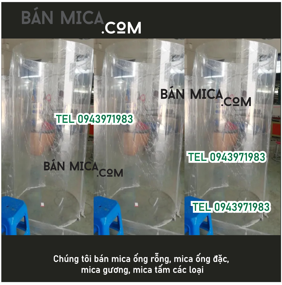 Ống mica nhận đặt theo đường kính