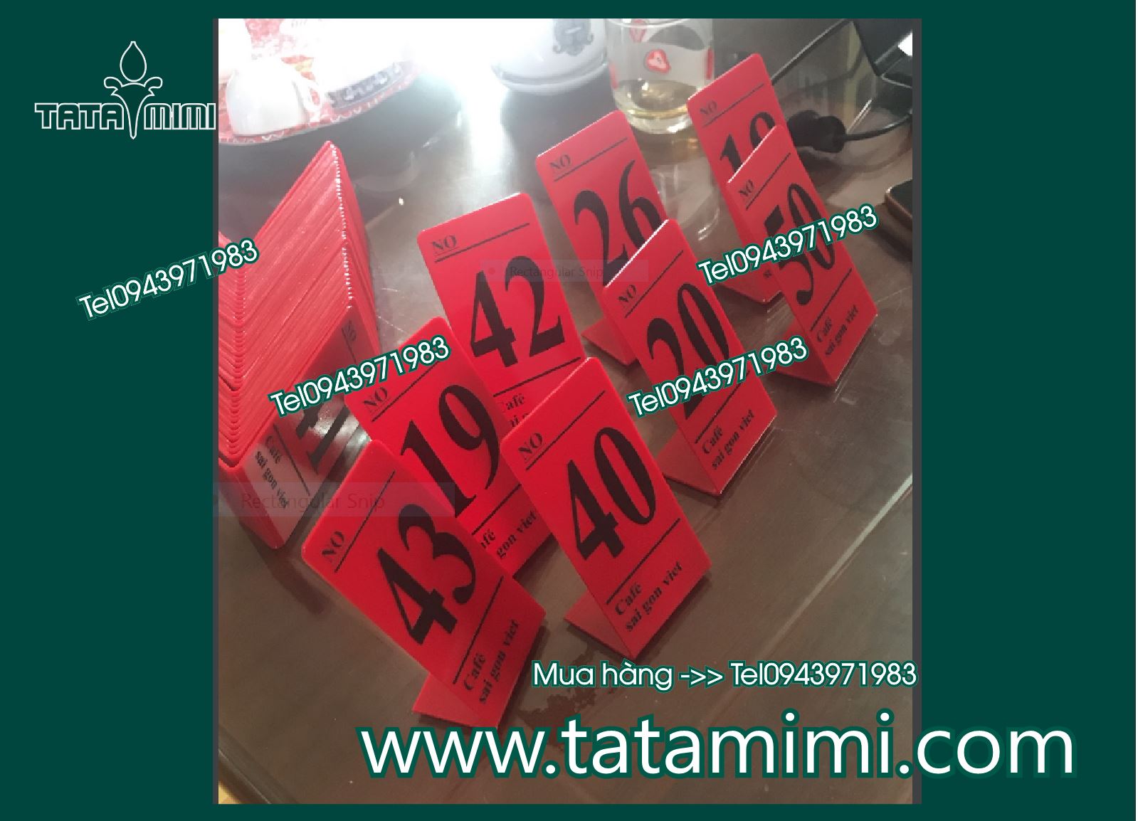 Thẻ để bàn in decal uốn chữ L