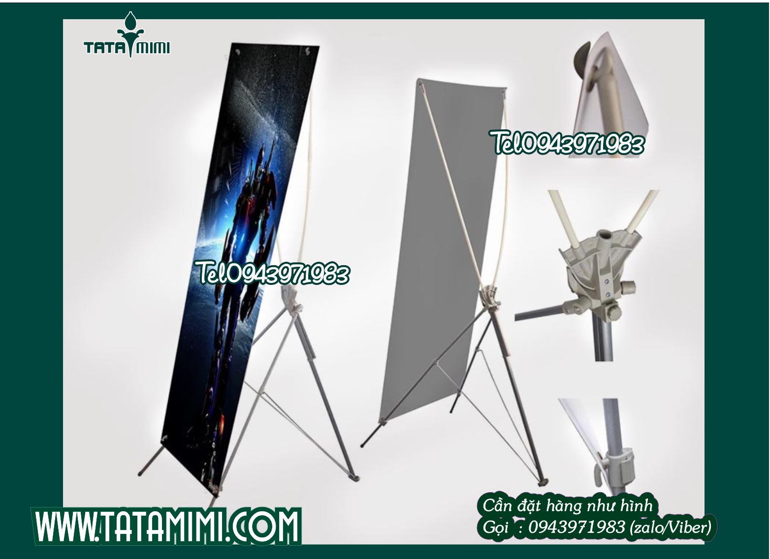 Standee chữ X giá cuốn in ấn nội dung