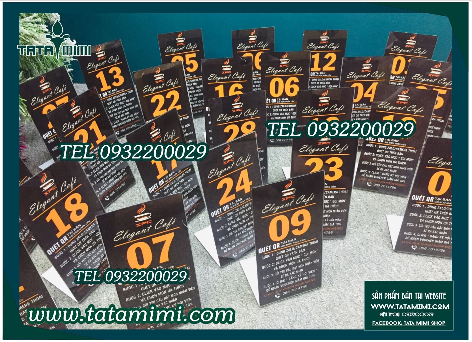 Thẻ để bàn cà phê chữ L từ kích thước 6x10cm