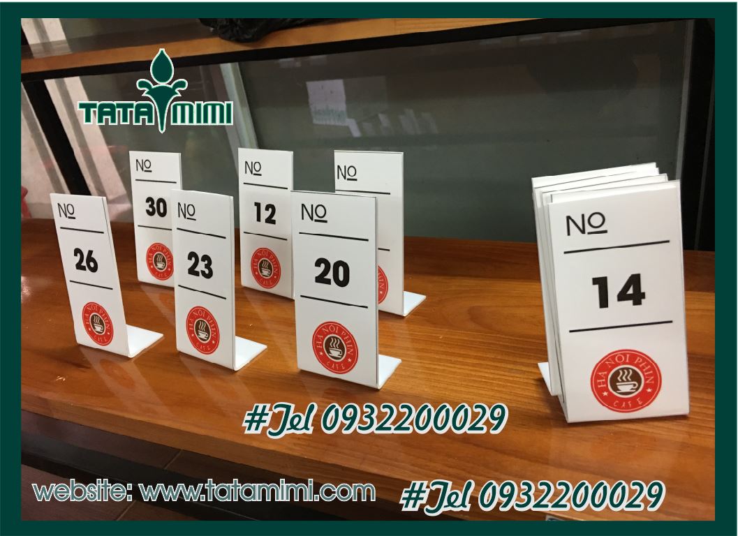 Thẻ cà phê từ mica trắng sữa in UV