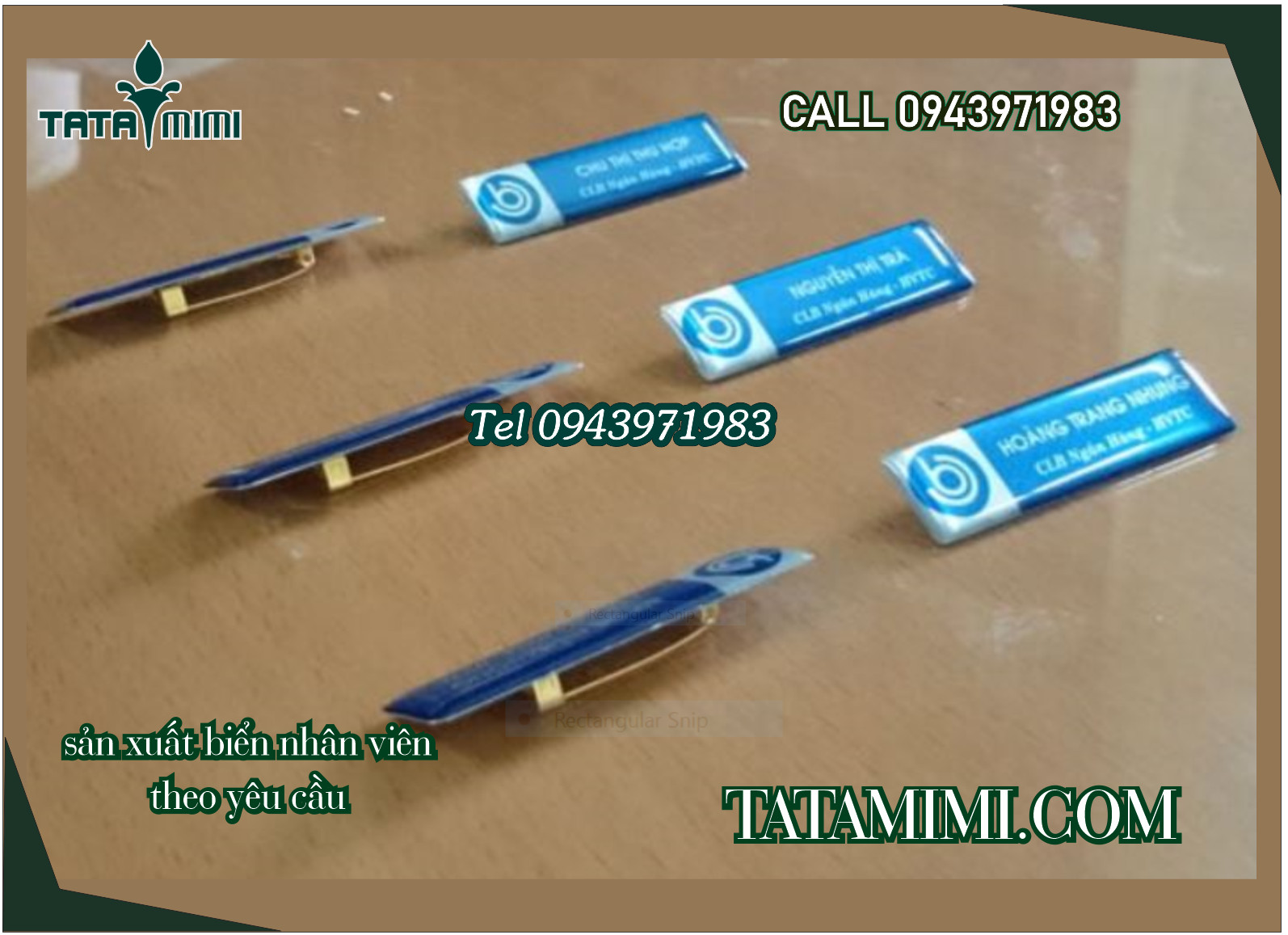 Biển tên nhân viên in trực tiếp gắn kim băng