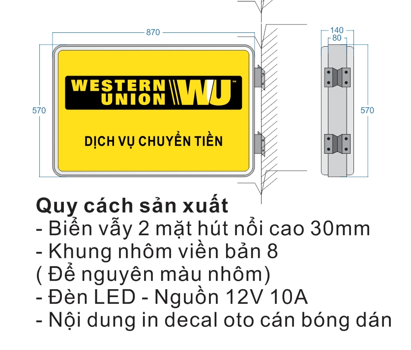 Biển quảng cáo hút nổi kèm chân treo