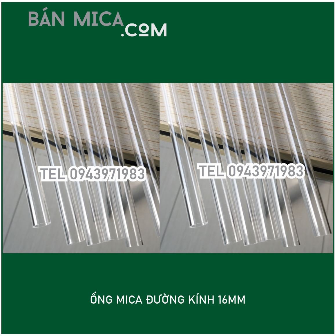 Mica ống D16 (MM) - BÁN MICA.COM , Chuyên các loại ống mica