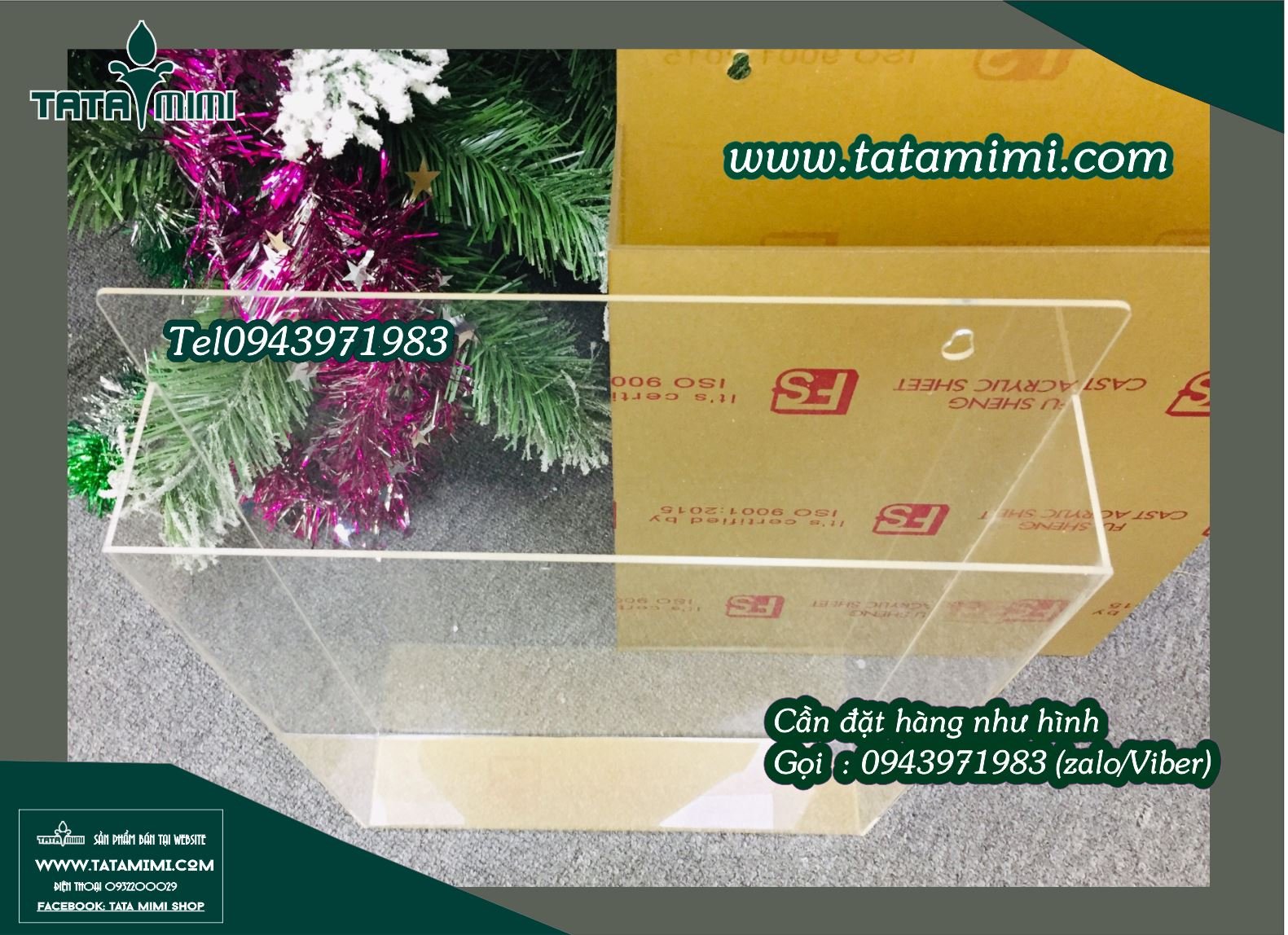 Hộp mica kích thước đúng khổ hoặc theo yêu cầu