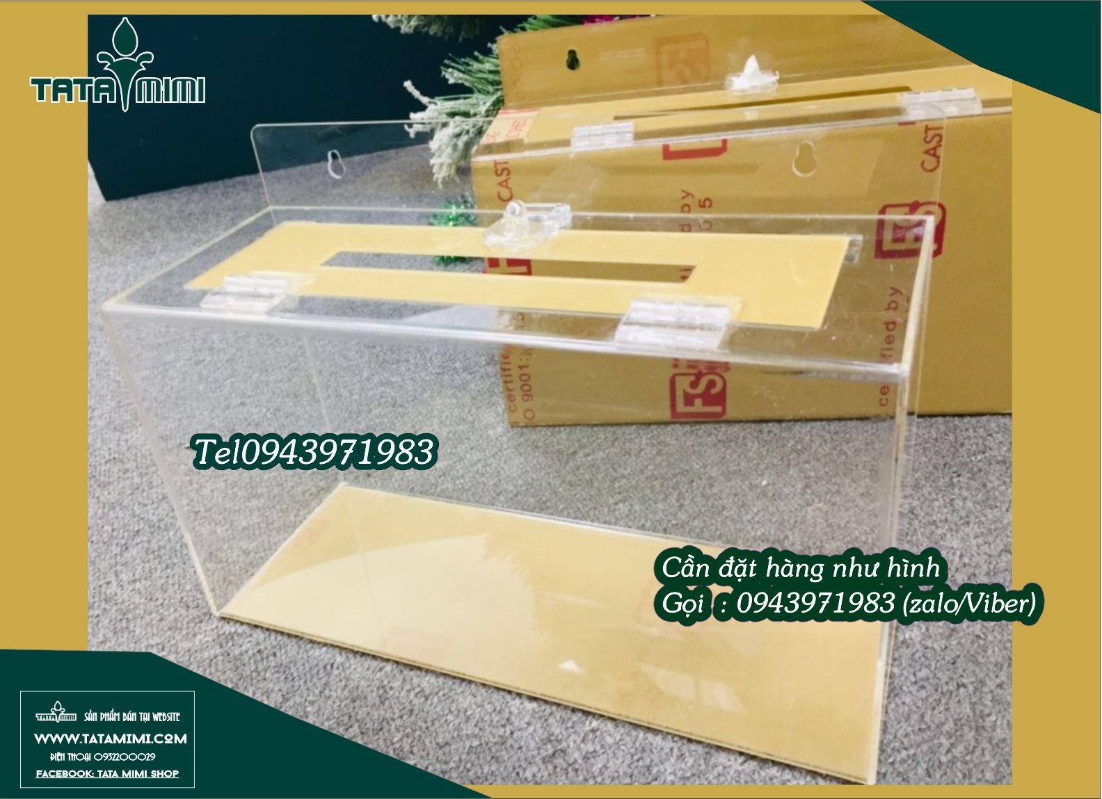 Hộp mica kích thước đúng khổ hoặc theo yêu cầu