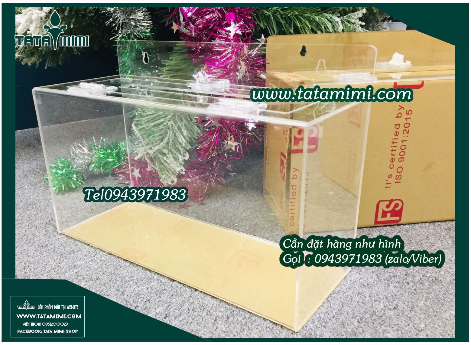 Hộp mica kích thước đúng khổ hoặc theo yêu cầu