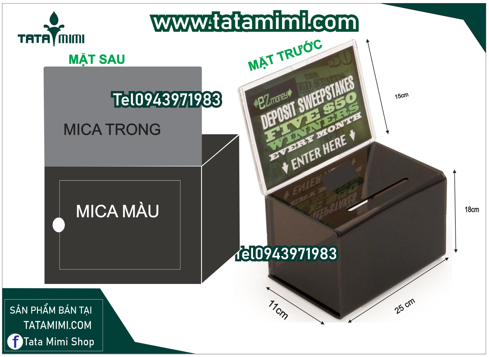 Thùng tip kích thước nhỏ để quầy thu ngân