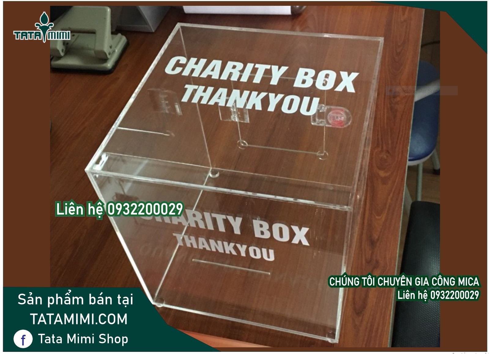 Thùng tip có sẵn từ mica màu 2mm