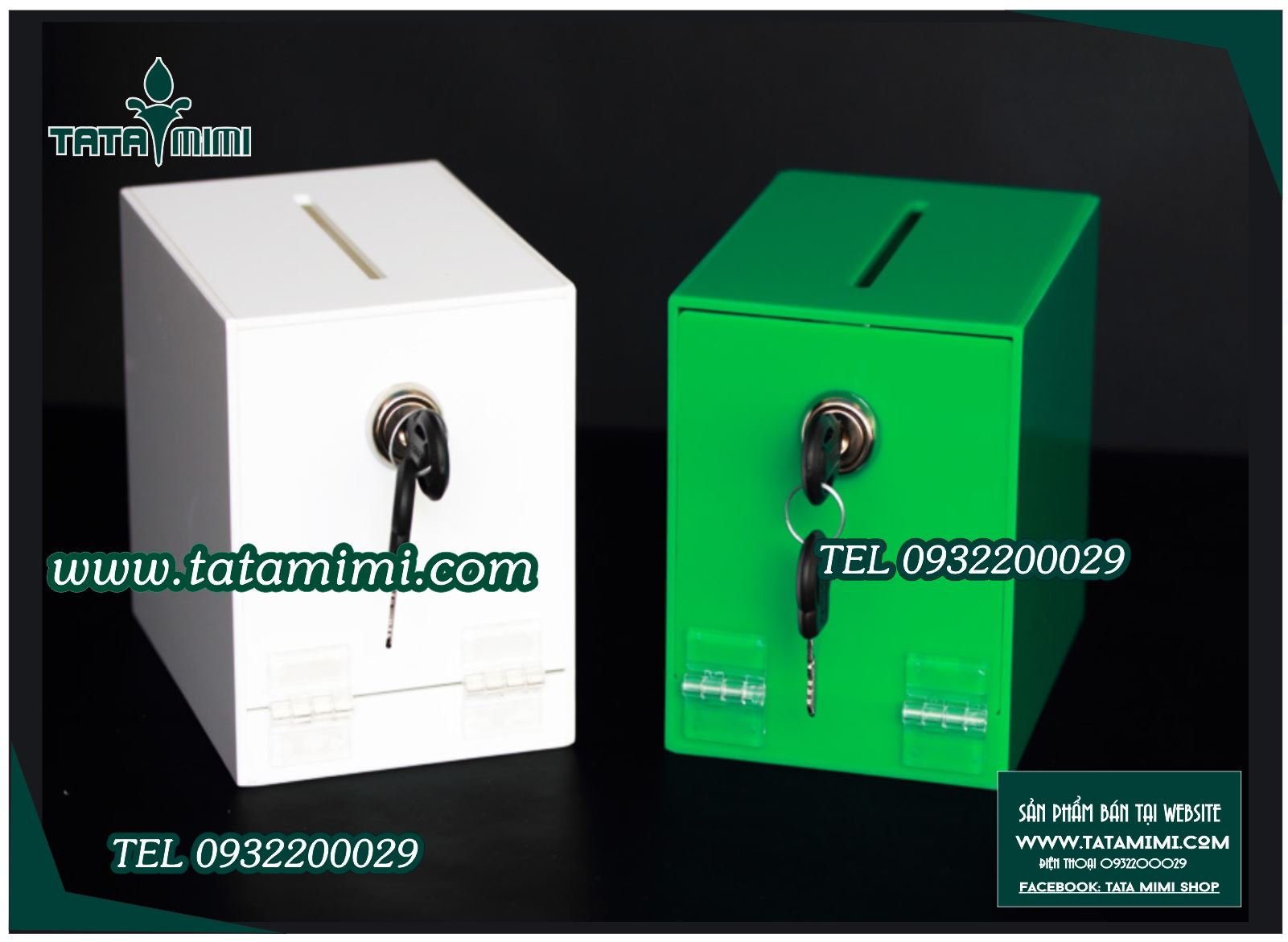 Thùng mica các màu có ổ khóa đi kèm