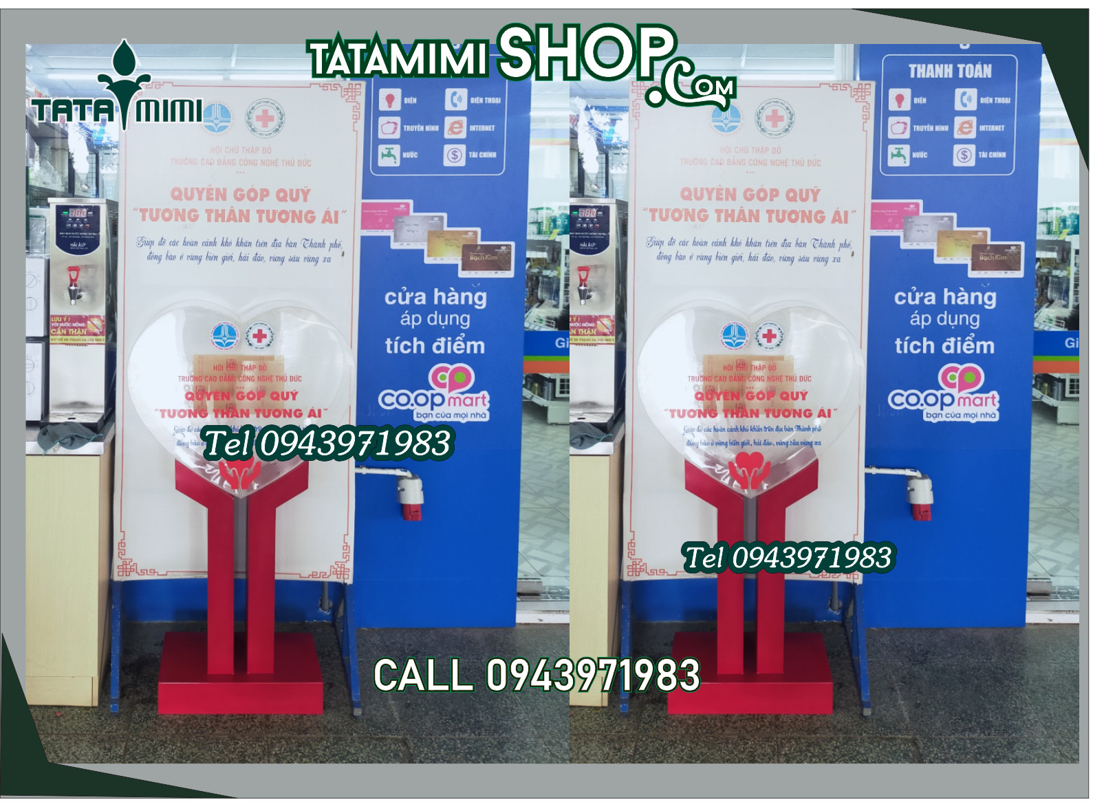 Thùng trái tim để bàn