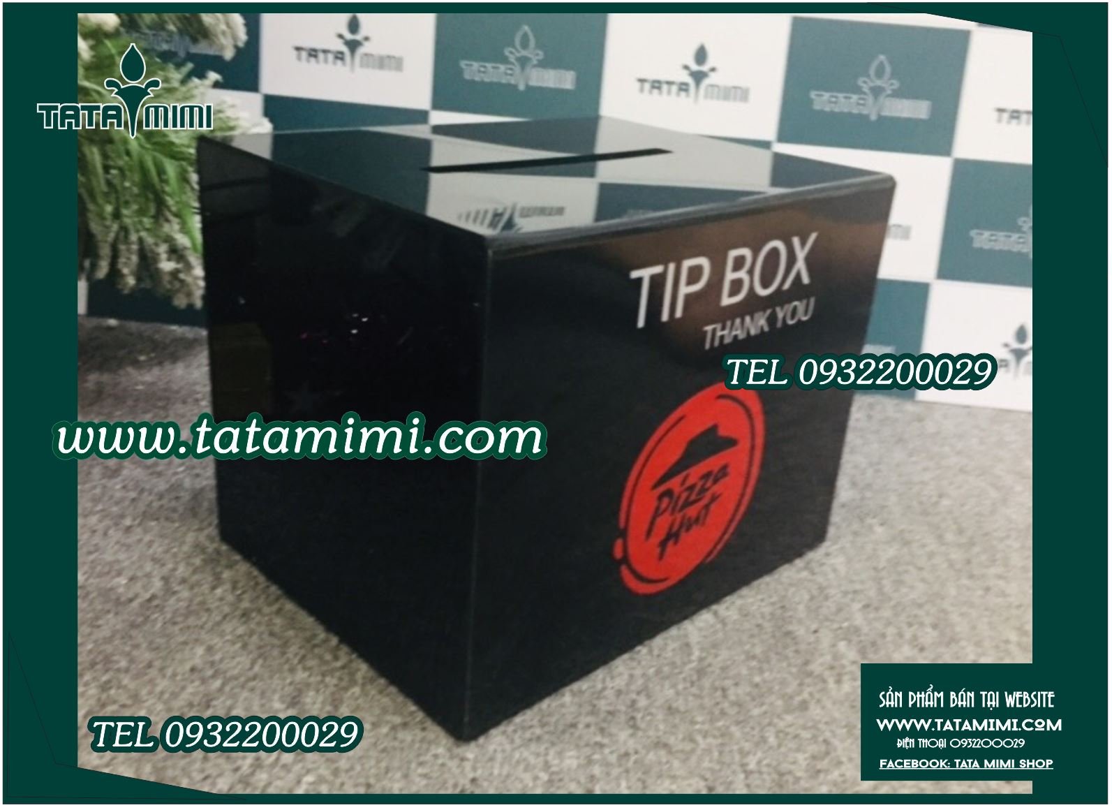 Thùng mica đen trắng có hàng sẵn