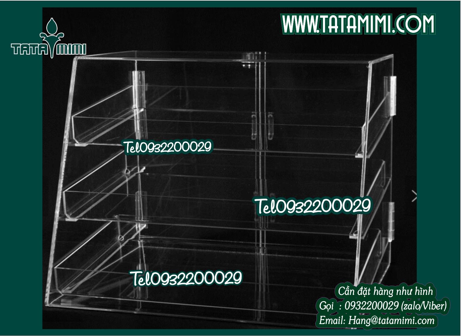 Tủ mica có nhiều tầng kèm ổ khóa