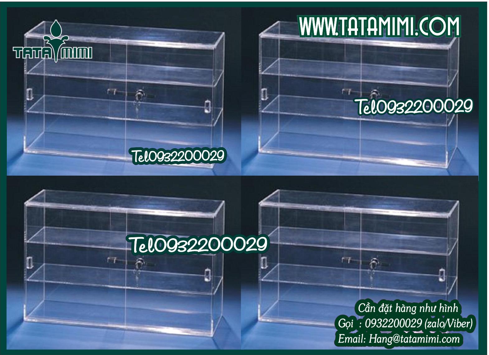 Tủ mica có nhiều tầng kèm ổ khóa