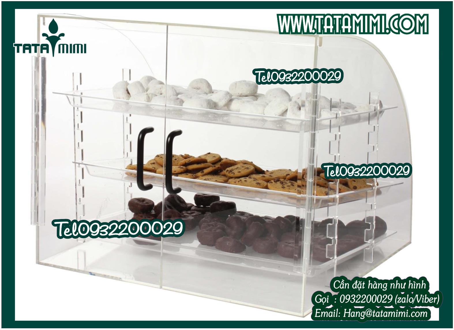 Tủ đựng bánh bằng mica phục vụ ngày tết