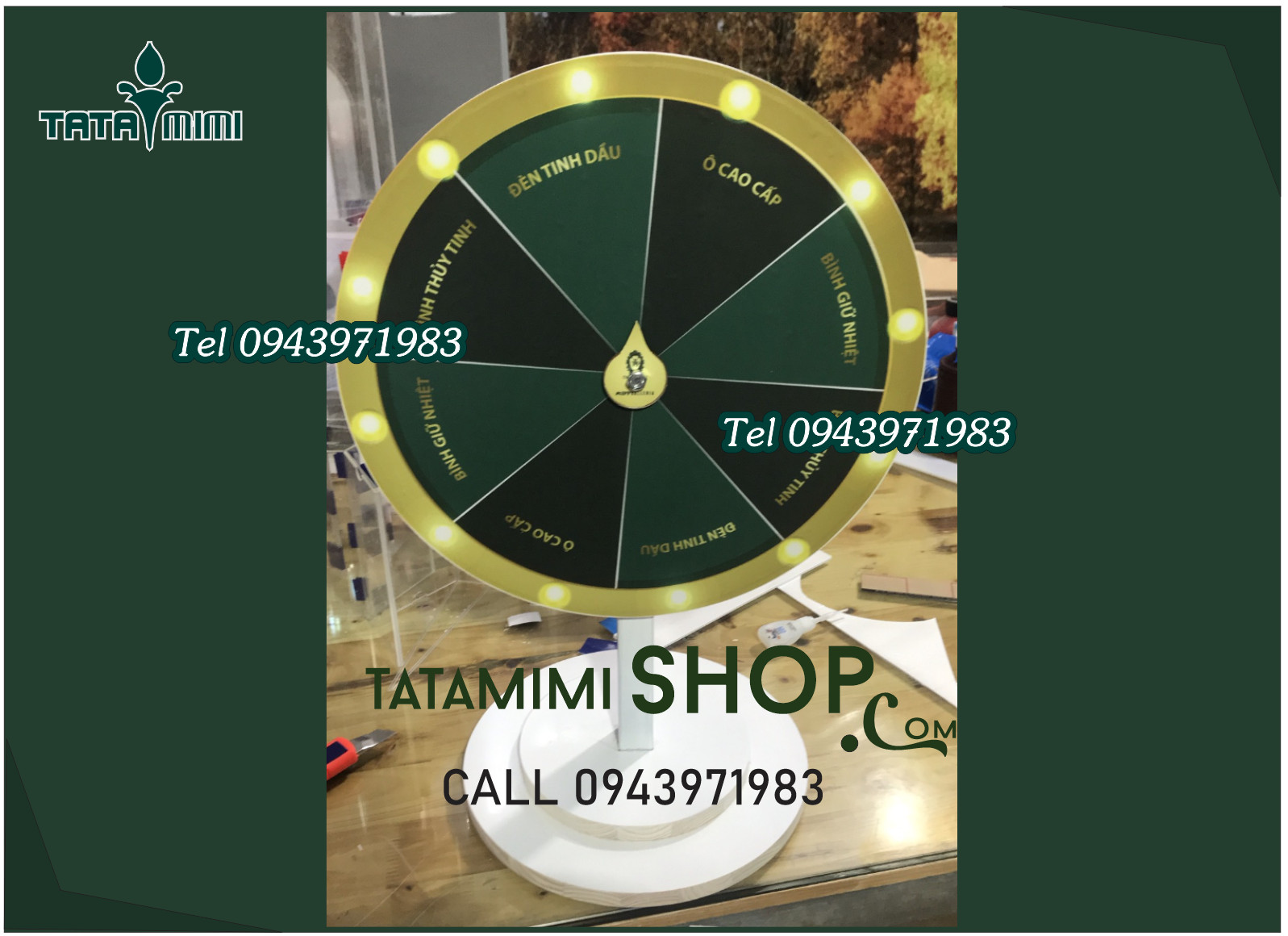 Vòng quay để bàn thân sắt chân gỗ bền đẹp