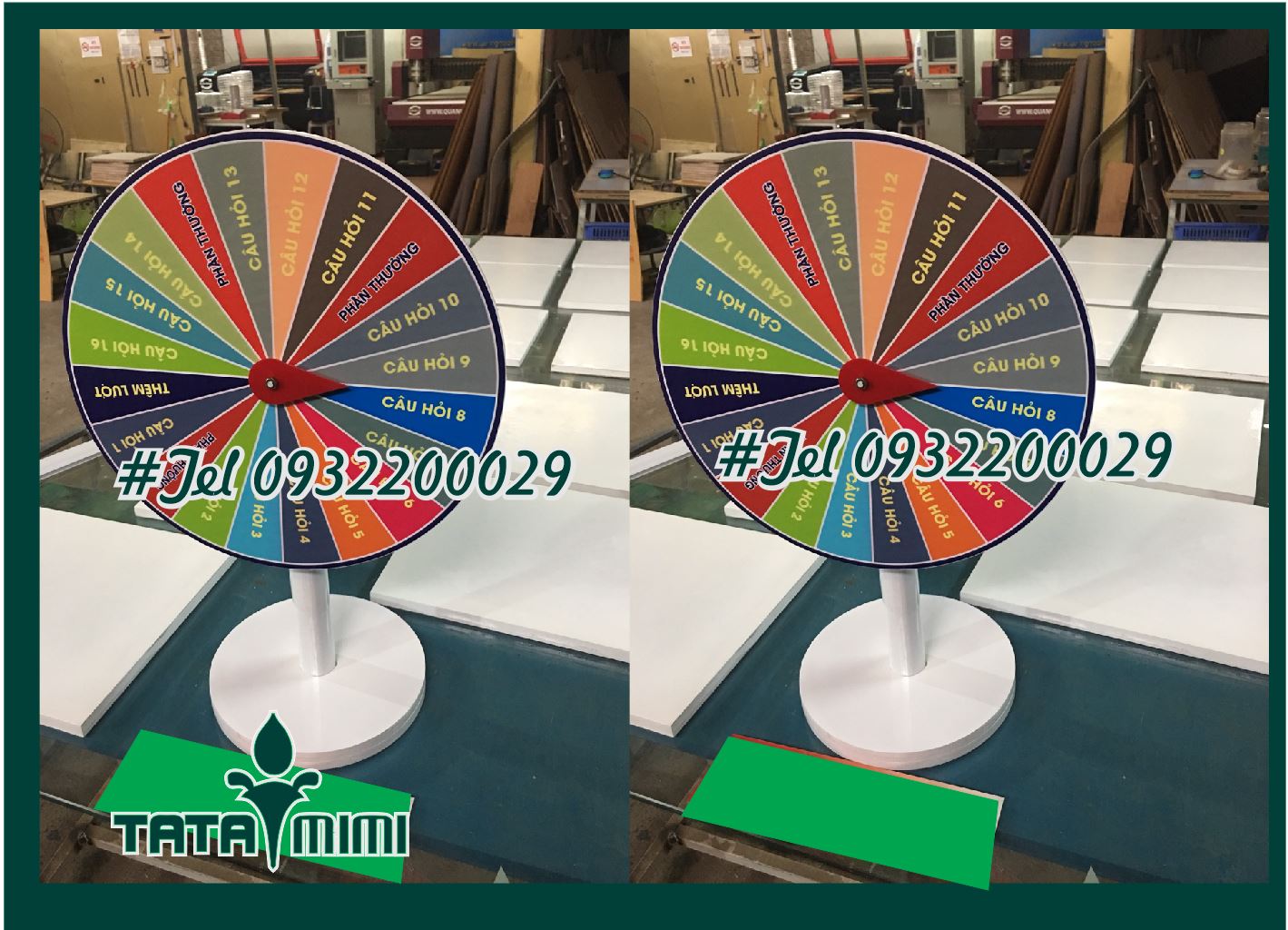 Vòng quay để bàn thân gỗ hoặc sơn màu
