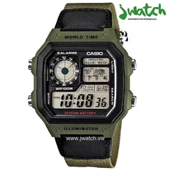 ĐỒNG HỒ CASIO WORLD TIME AE1200WHB-3BVDF DÂY VẢI