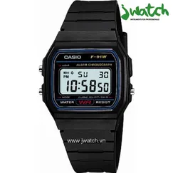ĐỒNG HỒ ĐIỆN TỬ CASIO F-91W-1JF DÂY CAO SU