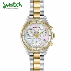 ĐỒNG HỒ NỮ CITIZEN ECO-DRIVE CHRONOGRAPH MOTHER OF PEARL FB1444-56D DÂY KIM LOẠI