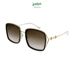KÍNH MÁT NỮ GUCCI SQUARE VUÔNG MÀU NÂU ĐEN/VÀNG GOLD SIZE 58