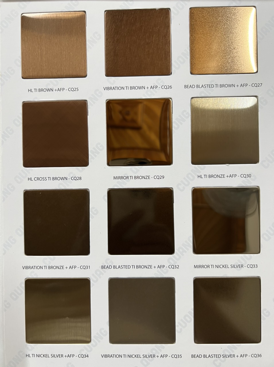 Bảng màu catalog inox màu Cường Quang 2