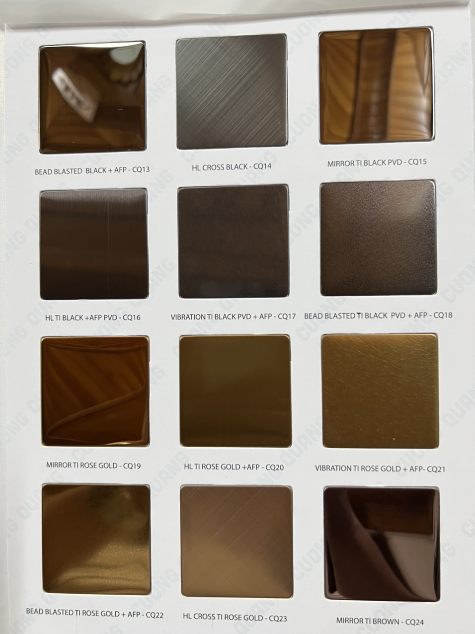 Bảng màu catalog inox màu Cường Quang 4