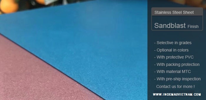 Inox phun cát màu xanh