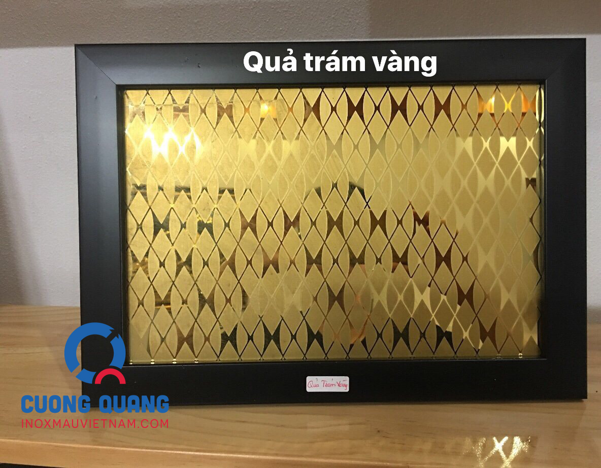 inox hoa văn quả trám vàng inox hoa văn quả trám vàng