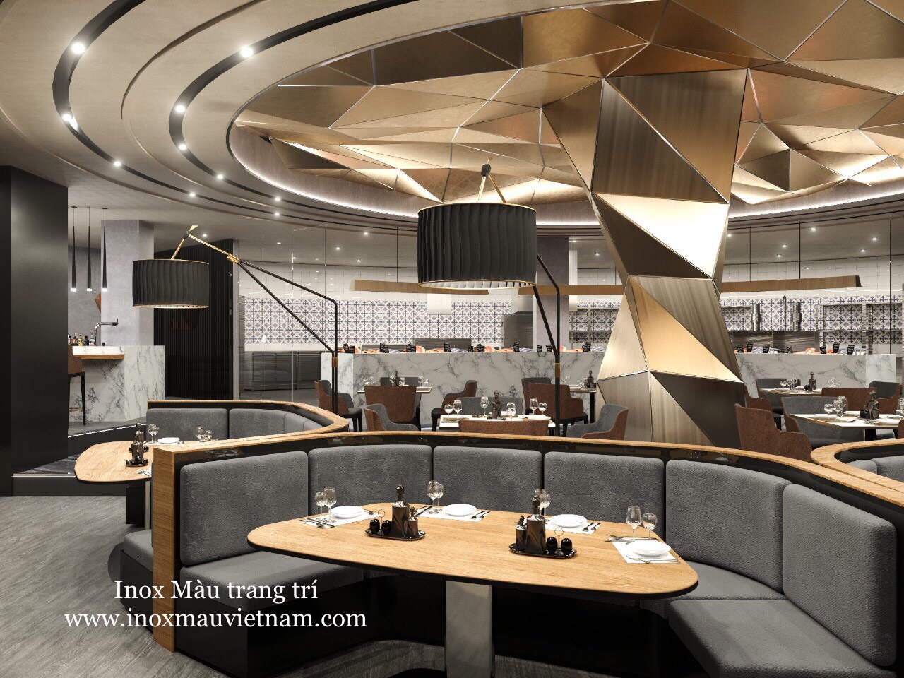 Inox màu champagne trang trí nội thất