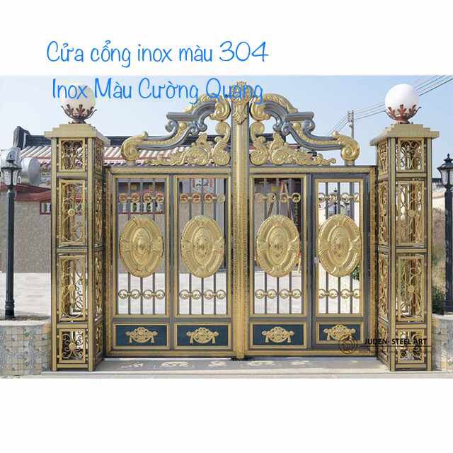 Cửa inox màu vàng đồng được sản xuất trên máy móc thiết bị, dây chuyền hiện đại nên bề mặt phẳng, không tì vết, khỏe, bền chắc và có độ sáng đều Cửa inox màu vàng đồng được sản xuất trên máy móc thiết bị, dây chuyền hiện đại nên bề mặt phẳng, không tì vết, khỏe, bền chắc và có độ sáng đều