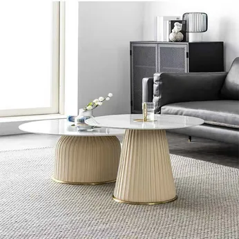 Bàn trà tròn đôi mặt đá hiện đại CBS731