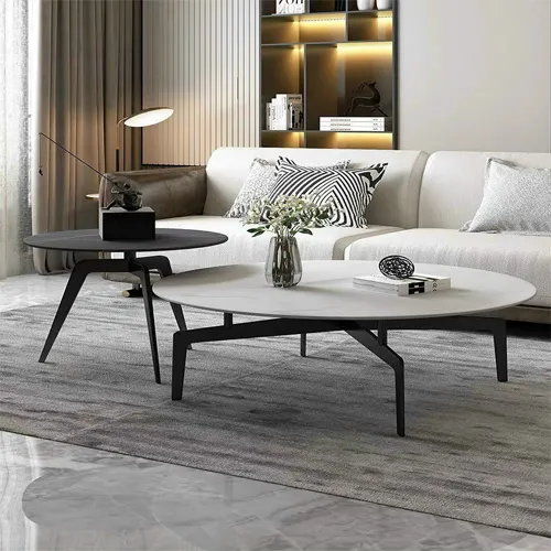 Bàn trà mặt đá chân sắt hiện đại S732D