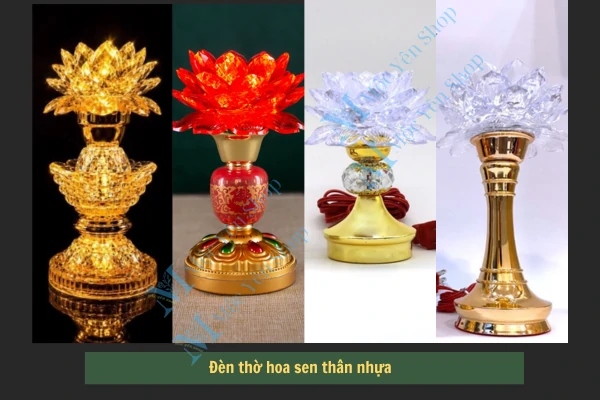 Đèn thờ hoa sen thân nhựa