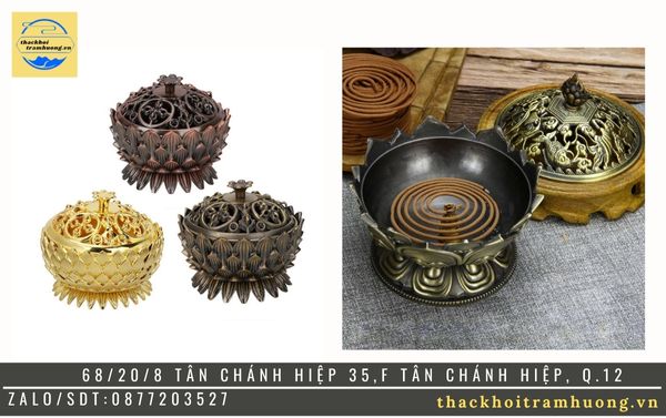 lư xông trầm bằng đồng hoa sen đơn giản lư xông trầm bằng đồng hoa sen đơn giản