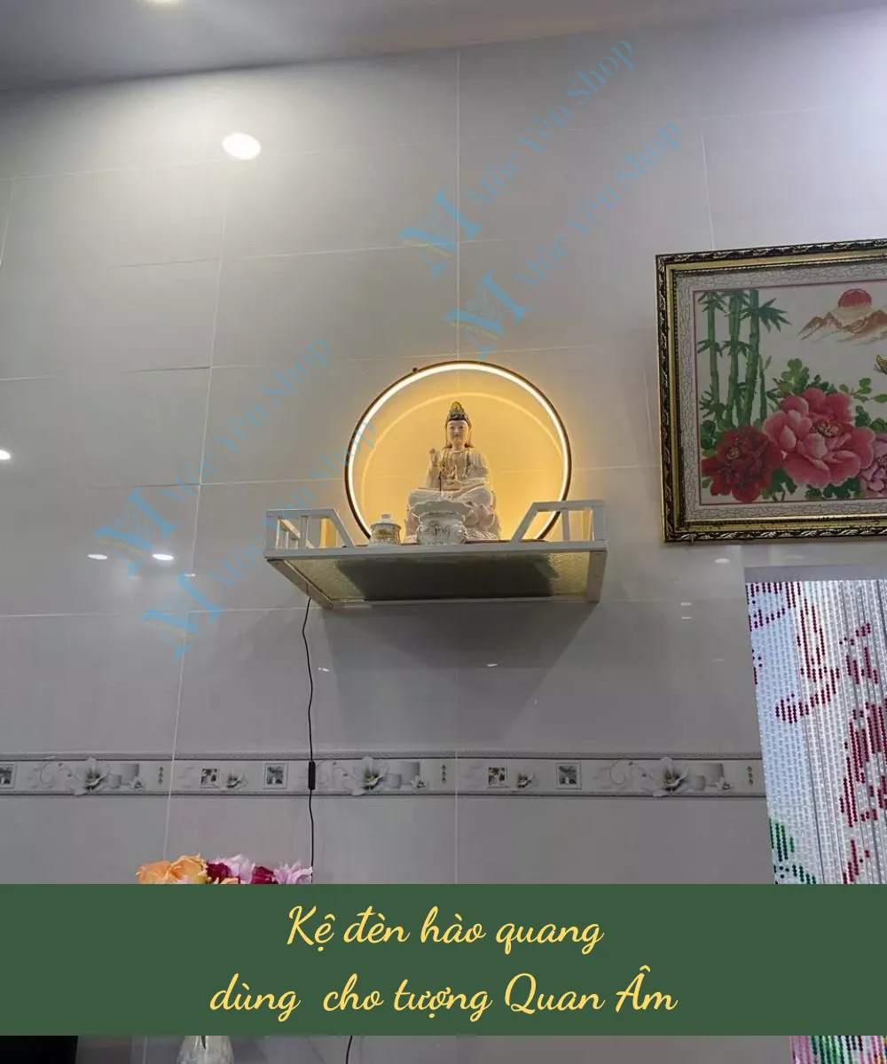 Kệ đèn hào quang cho tượng Phật Quan Âm