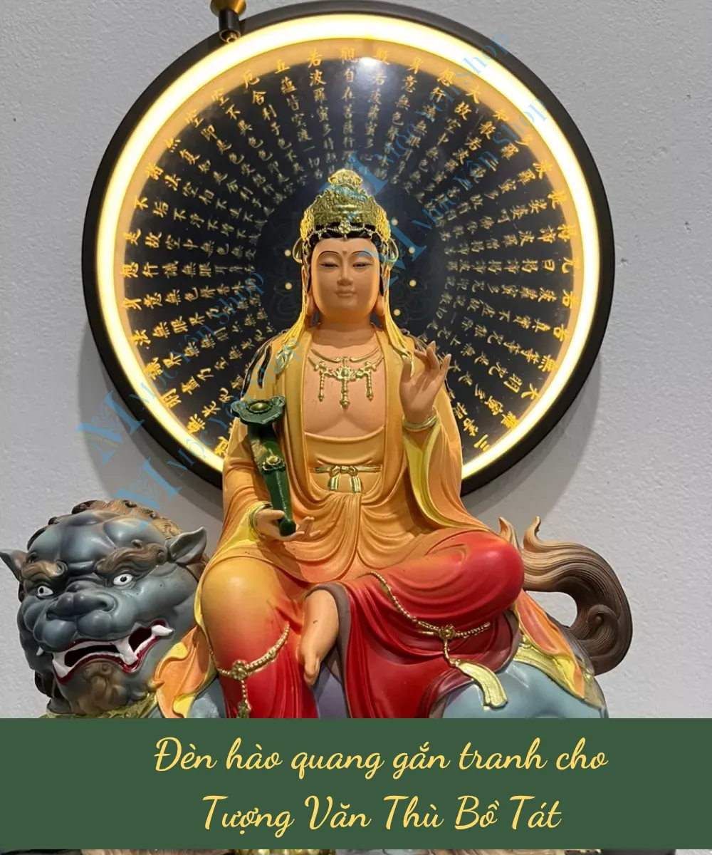 Kệ đèn hào quang cho tượng Văn Thù Bồ Tát