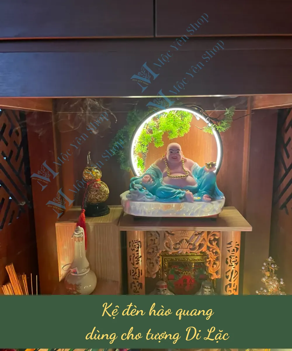 Kệ đèn hào quang cho tượng Di Lặc