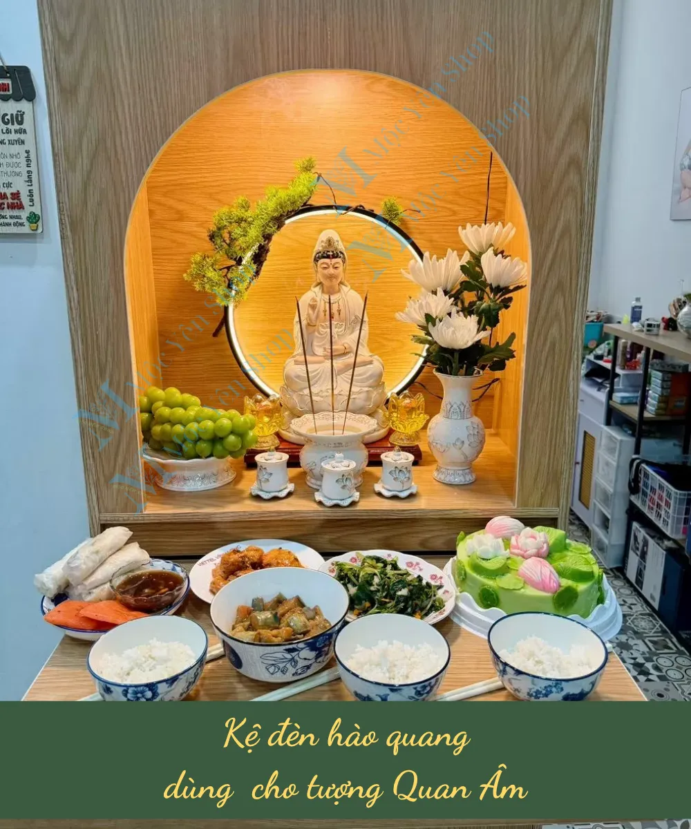 Kệ đèn hào quang cho tượng Phật Quan Âm