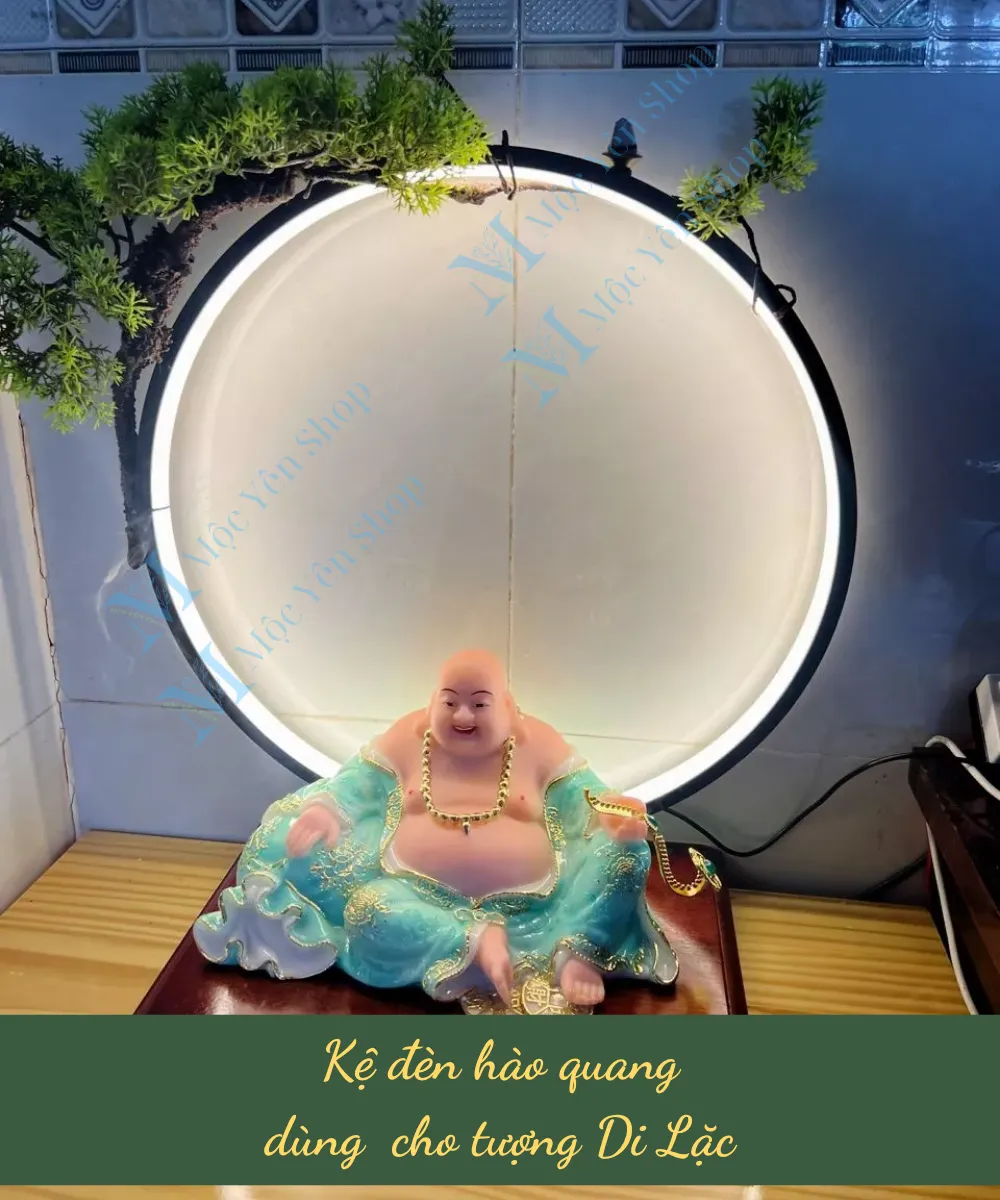Kệ đèn hào quang cho tượng Phật Di Lặc
