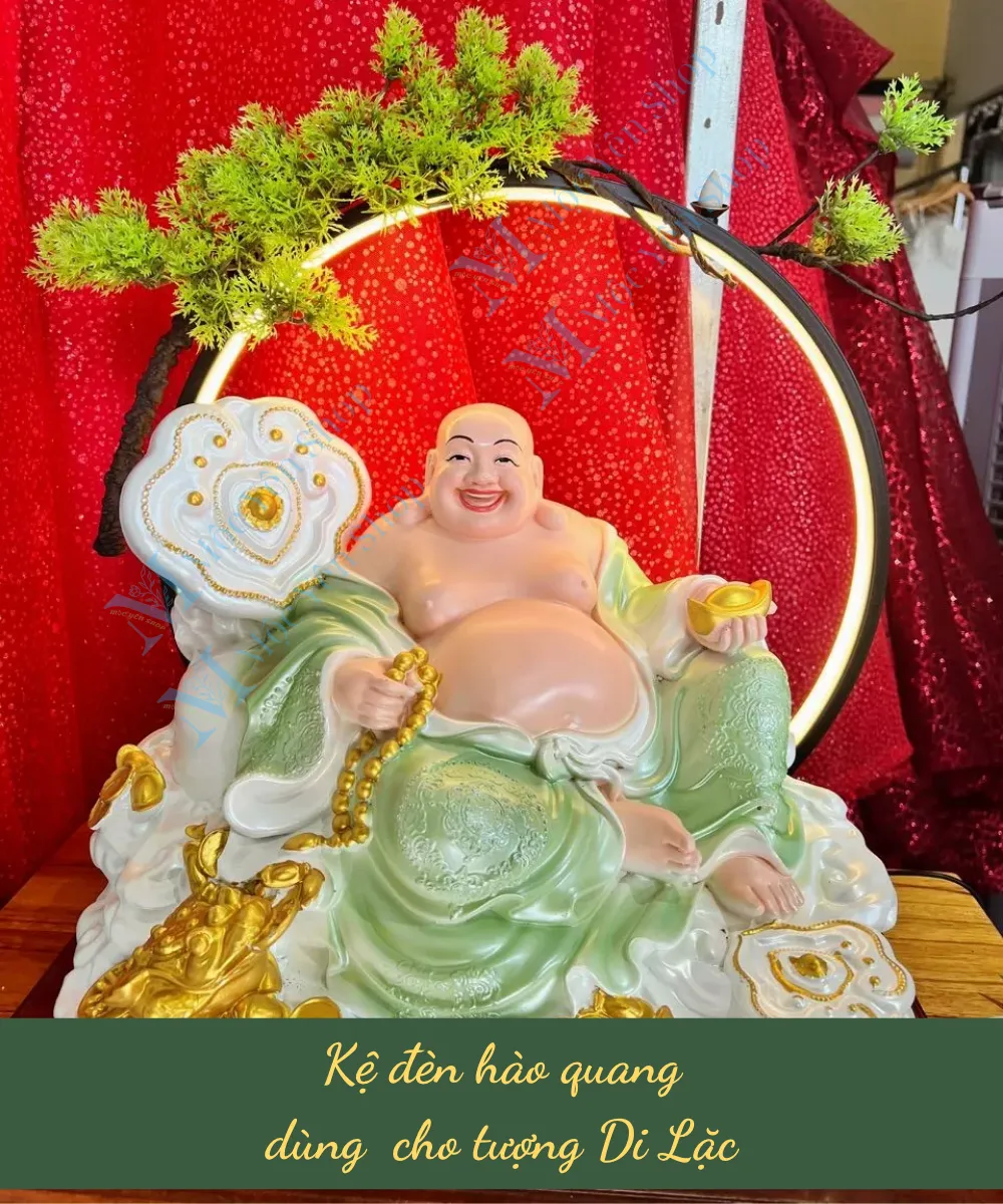 Kệ đèn hào quang cho tượng Di lặc