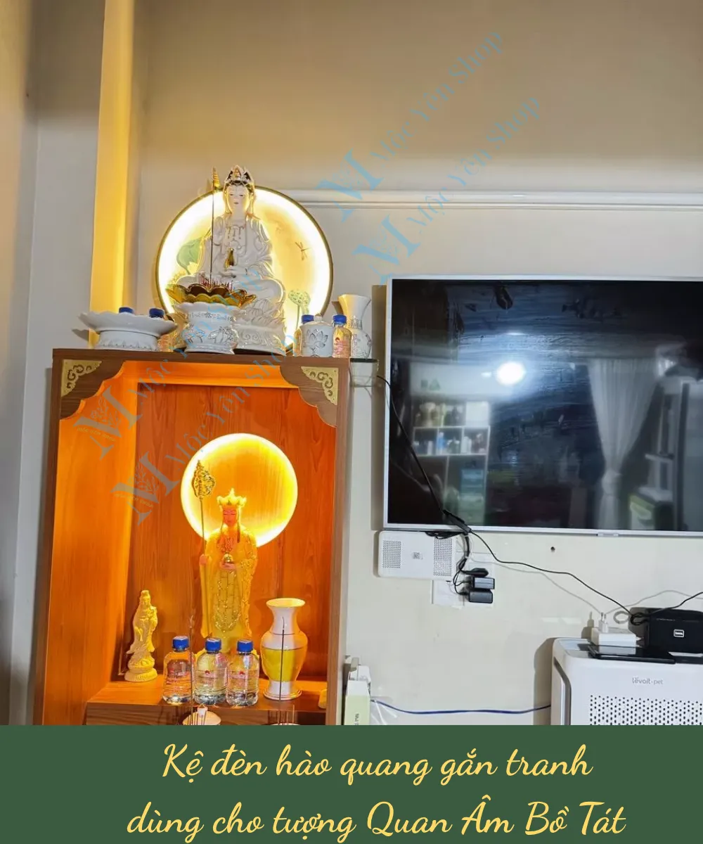 Kệ đèn hào quang cho tượng Phật Quan Âm