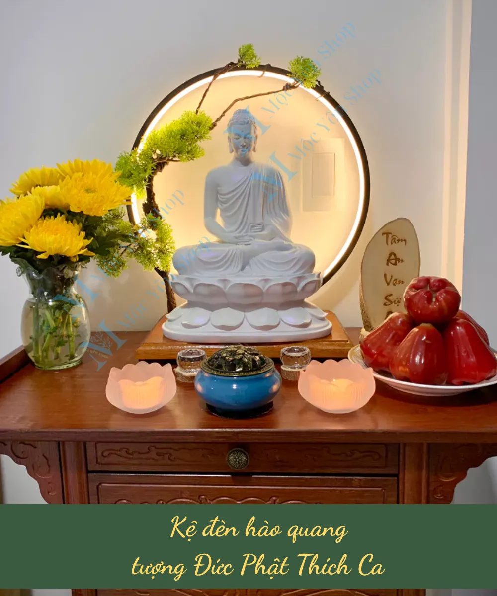 Kệ đèn hào quang cho tượng Phật Thích Ca